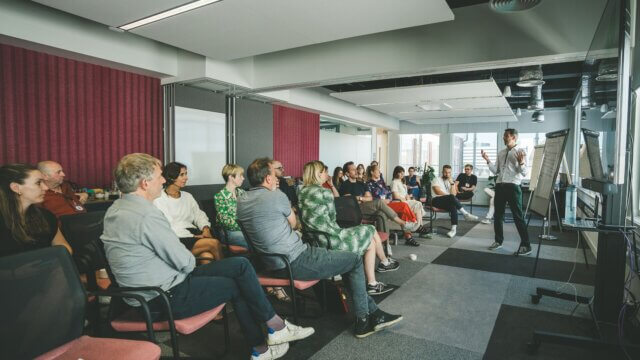 Andy Caldwell leading an iEQ9 Enneagram leadership programme with Immediate Media