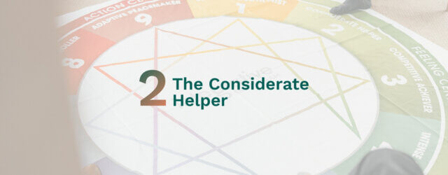 Enneagram 2 graphic over photo of an Enneagram diagram floor mat