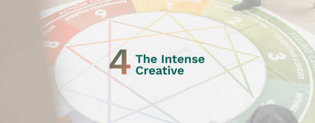 Enneagram 4 graphic over photo of an Enneagram diagram floor mat